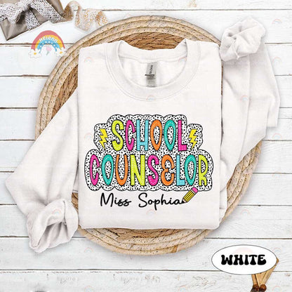 School Counselor Shirt, Personalized Counselor Shirt, Counselor Dalmatian Dot Shirt, Back To School, School Counselor Appreciation Gift