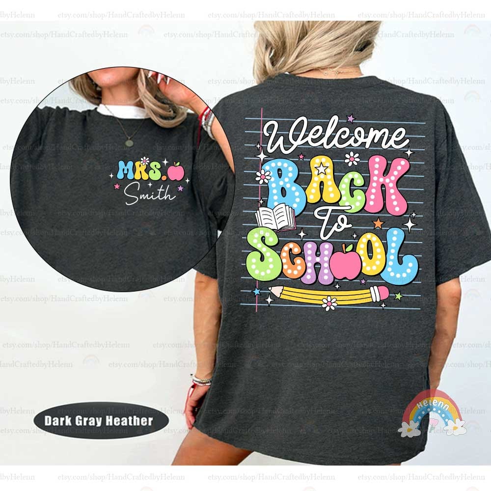 Colorful and inviting, this graphic perfectly captures the excitement of going back to school with its vividly colored letters and friendly illustrations of school essentials like a globe and an apple.