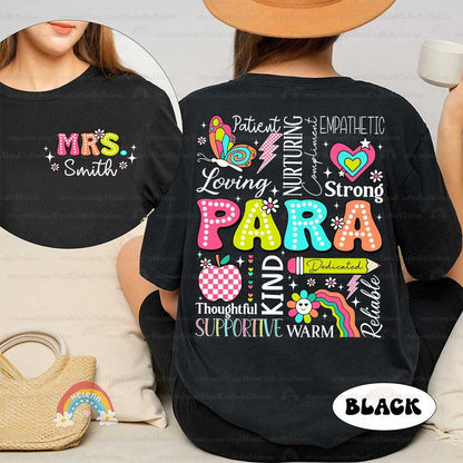 This festive graphic spells out PARA in a spectrum of cheerful colors and patterns, enhanced by a collection of fun and educational icons including an apple, a pencil marked Inspire, and a colorful rainbow.