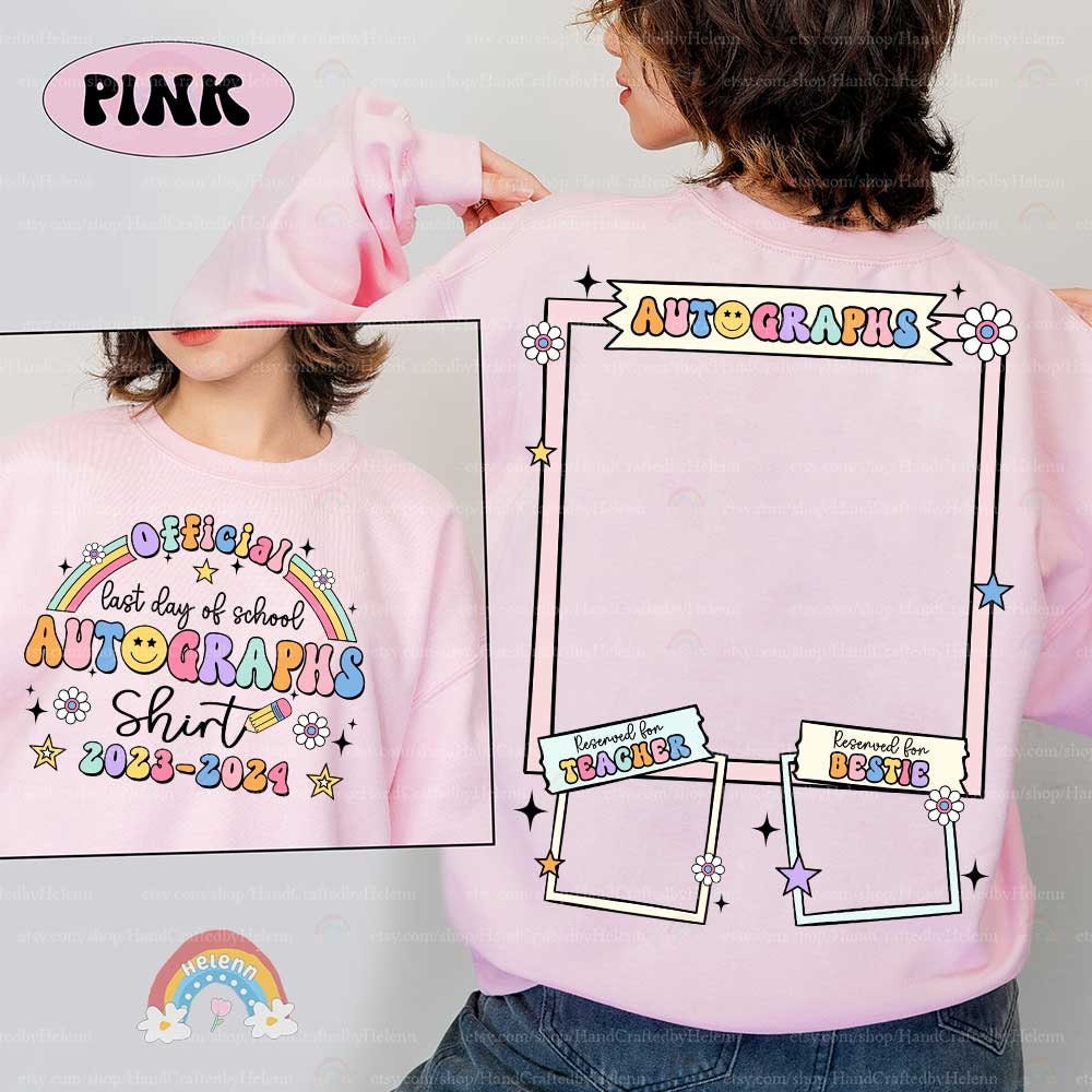 The white fabric of the t-shirt is enlivened with a joyous design, signifying it as an official autograph collector for students and teachers, preserving the memories of the 2023-2024 school season in a unique way.