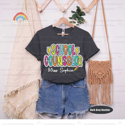 School Counselor Shirt, Personalized Counselor Shirt, Counselor Dalmatian Dot Shirt, Back To School, School Counselor Appreciation Gift