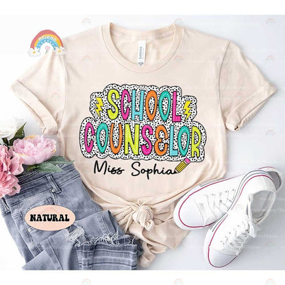 School Counselor Shirt, Personalized Counselor Shirt, Counselor Dalmatian Dot Shirt, Back To School, School Counselor Appreciation Gift