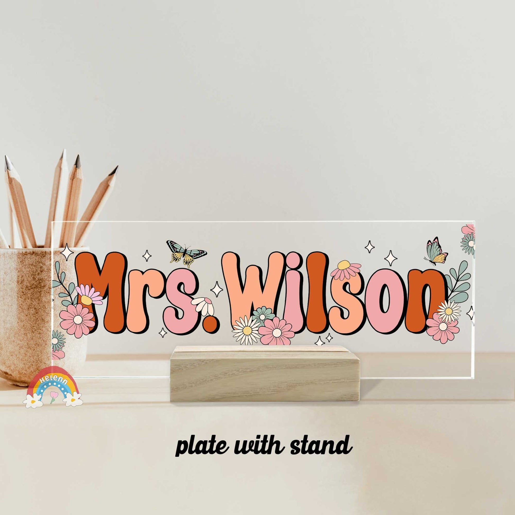 Teacher Desk Plaque Name Plate, Teacher Appreciation Gift, Personalized Teacher Acrylic Name Sign, Custom Teacher Gift, Back To School Gift