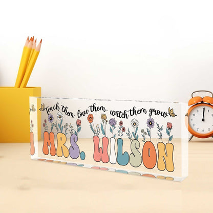 Personalized Teacher Name Plate, Custom Name Teacher Acrylic Desk Sign, Custom Teacher Gifts, Teacher Appreciation Gifts, Gift For Teacher