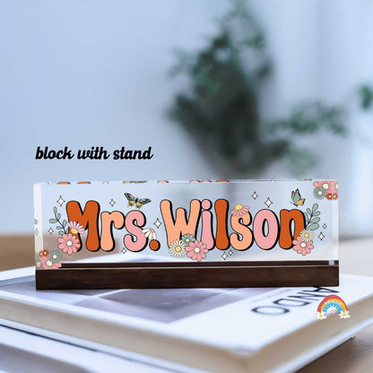 Teacher Desk Plaque Name Plate, Teacher Appreciation Gift, Personalized Teacher Acrylic Name Sign, Custom Teacher Gift, Back To School Gift