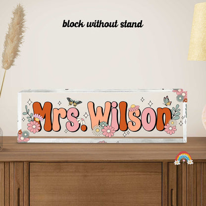 Teacher Desk Plaque Name Plate, Teacher Appreciation Gift, Personalized Teacher Acrylic Name Sign, Custom Teacher Gift, Back To School Gift