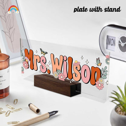 Teacher Desk Plaque Name Plate, Teacher Appreciation Gift, Personalized Teacher Acrylic Name Sign, Custom Teacher Gift, Back To School Gift