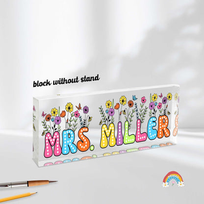 Personalized Teacher Name Plate, Teacher Appreciation Gifts, Custom Teacher Gift Name Sign, Personalized Desk Name Plate, Teacher Xmas Gift