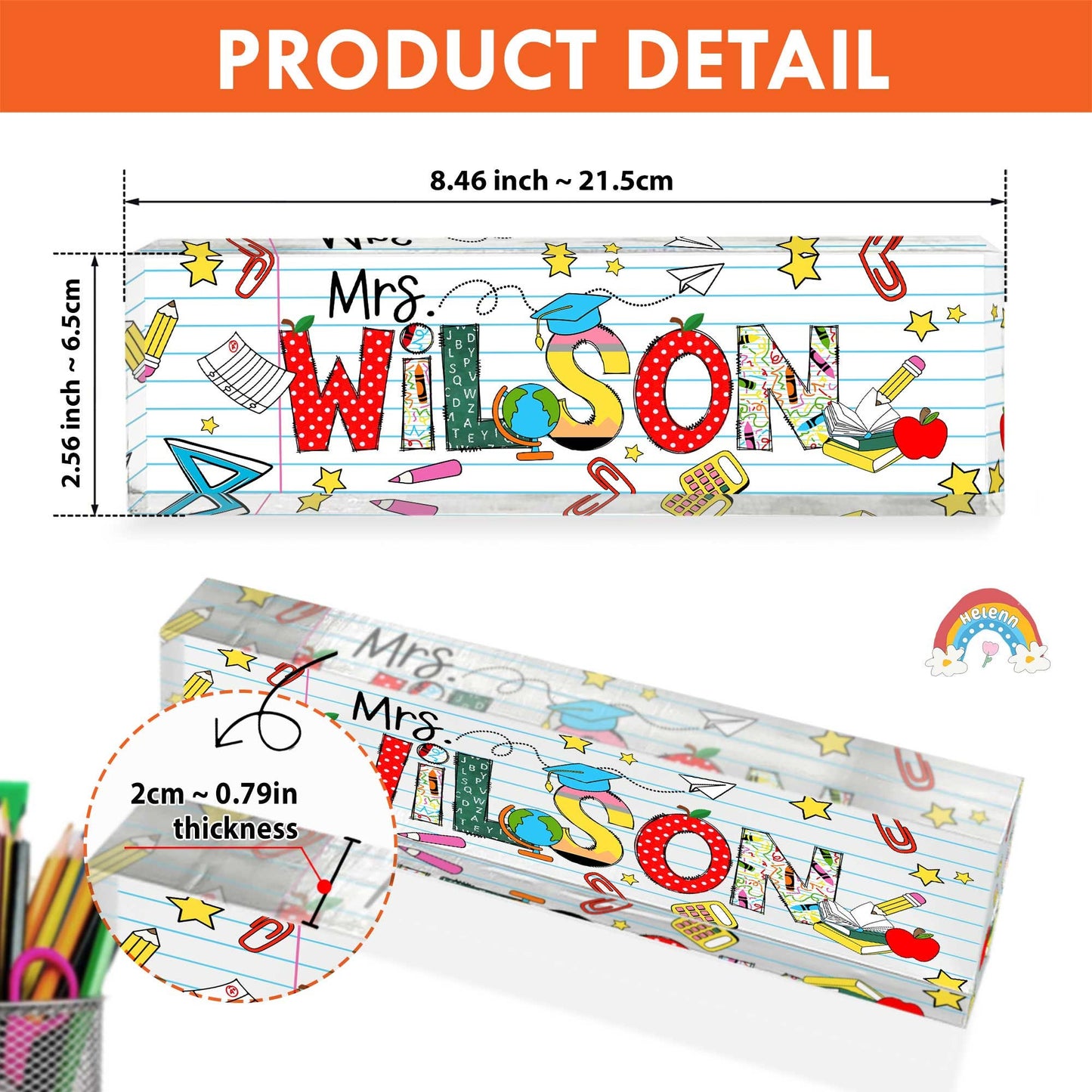 Personalized Teacher Appreciation Gift, Teacher Name Plate Desk Plaque, Teacher Gift, Custom Teacher Acrylic Name Sign, Back To School Gift