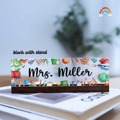 Personalized Teacher Name Plate, Teacher Appreciation Gifts, Custom Teacher Name Gift, Custom Teacher Acrylic Sign, Teacher Christmas Gift
