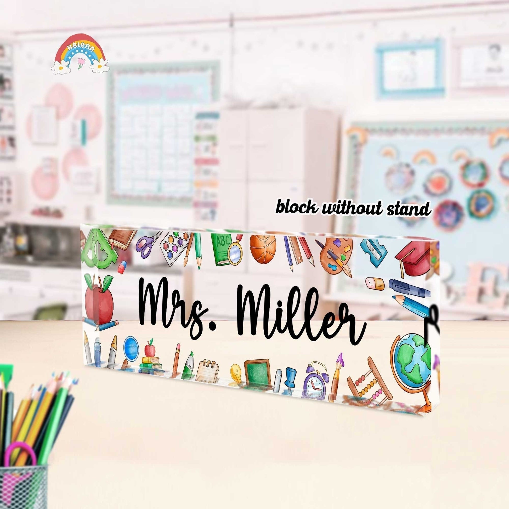 Personalized Teacher Name Plate, Teacher Appreciation Gifts, Custom Teacher Name Gift, Custom Teacher Acrylic Sign, Teacher Christmas Gift
