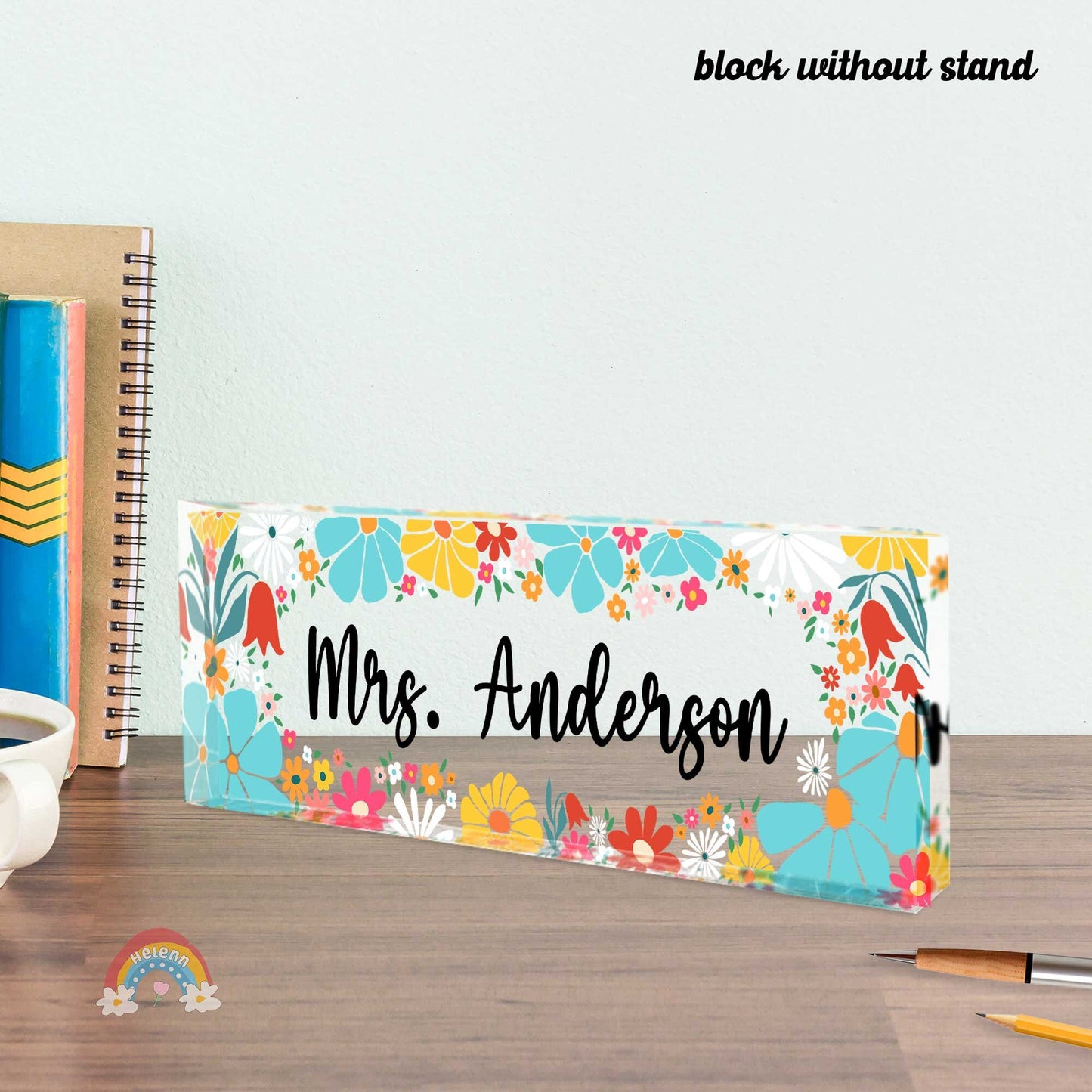 This item serves as both a functional piece for organization and a decorative element that adds a touch of personalization to a teaching environment.