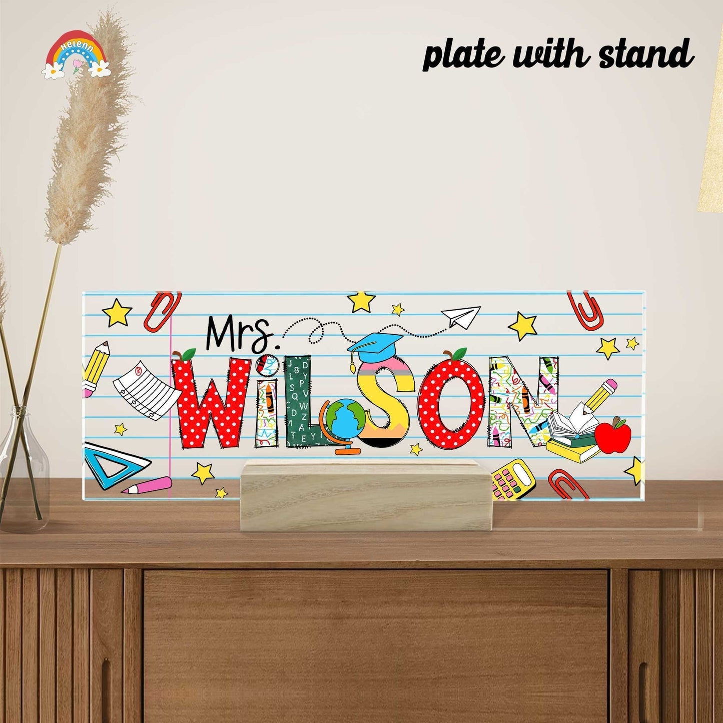 Personalized Teacher Appreciation Gift, Teacher Name Plate Desk Plaque, Teacher Gift, Custom Teacher Acrylic Name Sign, Back To School Gift