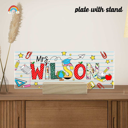 Personalized Teacher Appreciation Gift, Teacher Name Plate Desk Plaque, Teacher Gift, Custom Teacher Acrylic Name Sign, Back To School Gift