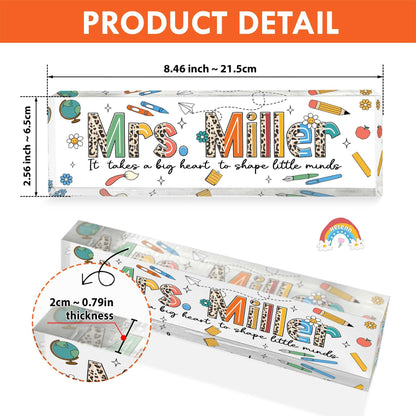 Personalized Teacher Name Plate, Teacher Appreciation Gifts, Custom Teacher Name Gift, Custom Teacher Acrylic Name Sign, Back To School Gift