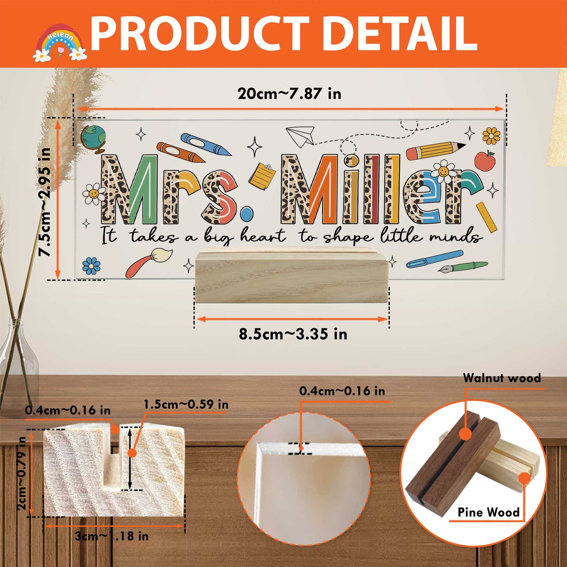 Personalized Teacher Name Plate, Teacher Appreciation Gifts, Custom Teacher Name Gift, Custom Teacher Acrylic Name Sign, Back To School Gift