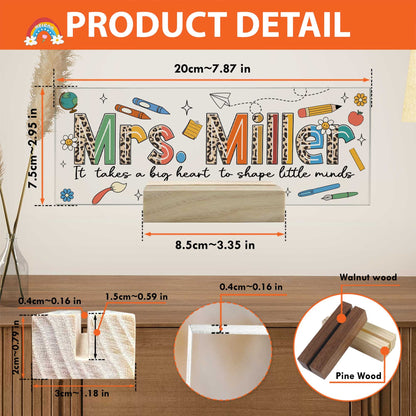 Personalized Teacher Name Plate, Teacher Appreciation Gifts, Custom Teacher Name Gift, Custom Teacher Acrylic Name Sign, Back To School Gift