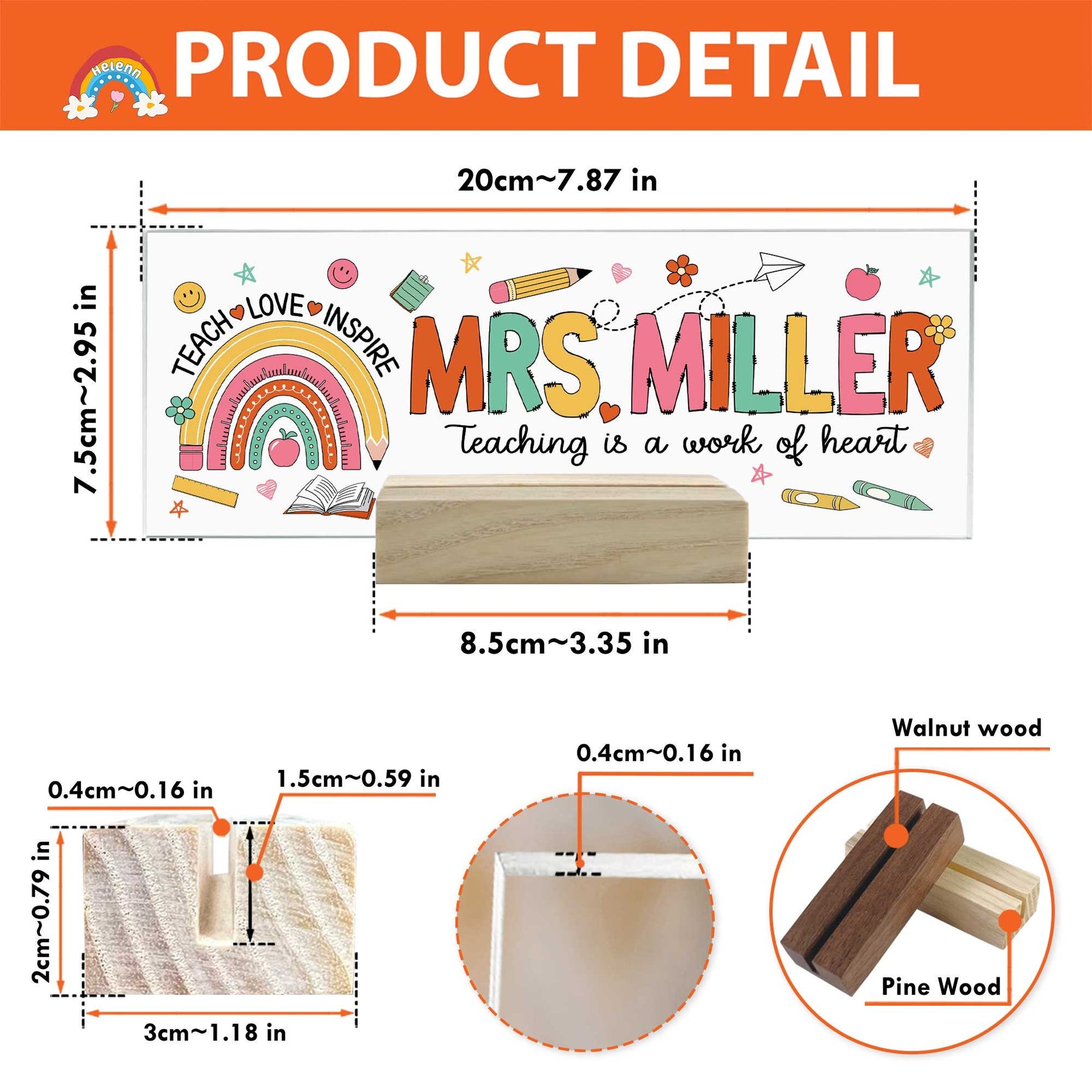 Custom Teacher Name Plate, Teacher Appreciation Gifts, Custom Teacher Name Gift, Personalized Teacher Acrylic Name Sign, Back To School Gift