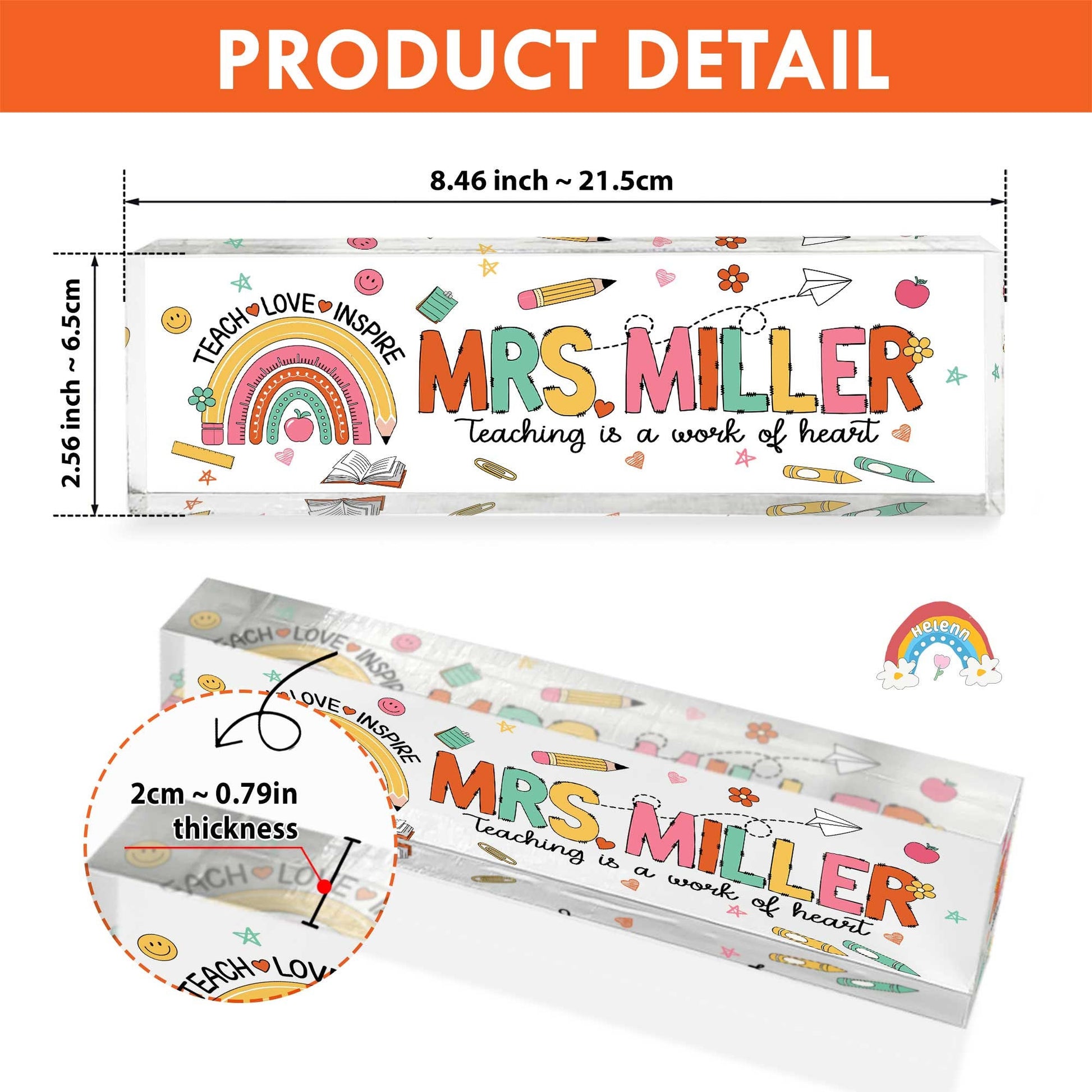 Custom Teacher Name Plate, Teacher Appreciation Gifts, Custom Teacher Name Gift, Personalized Teacher Acrylic Name Sign, Back To School Gift