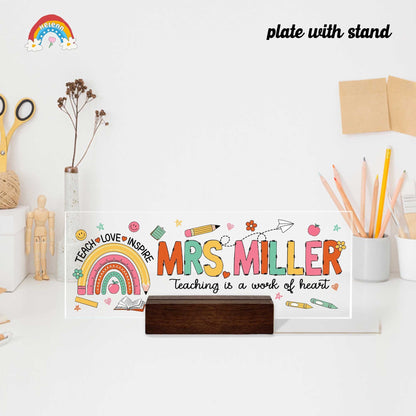 Custom Teacher Name Plate, Teacher Appreciation Gifts, Custom Teacher Name Gift, Personalized Teacher Acrylic Name Sign, Back To School Gift