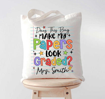 Personalized with the name Mrs. Smith at the bottom, the design uses a mix of bold typography and bright colors to add a humorous and lighthearted touch to a teacher&#39;s daily essentials.