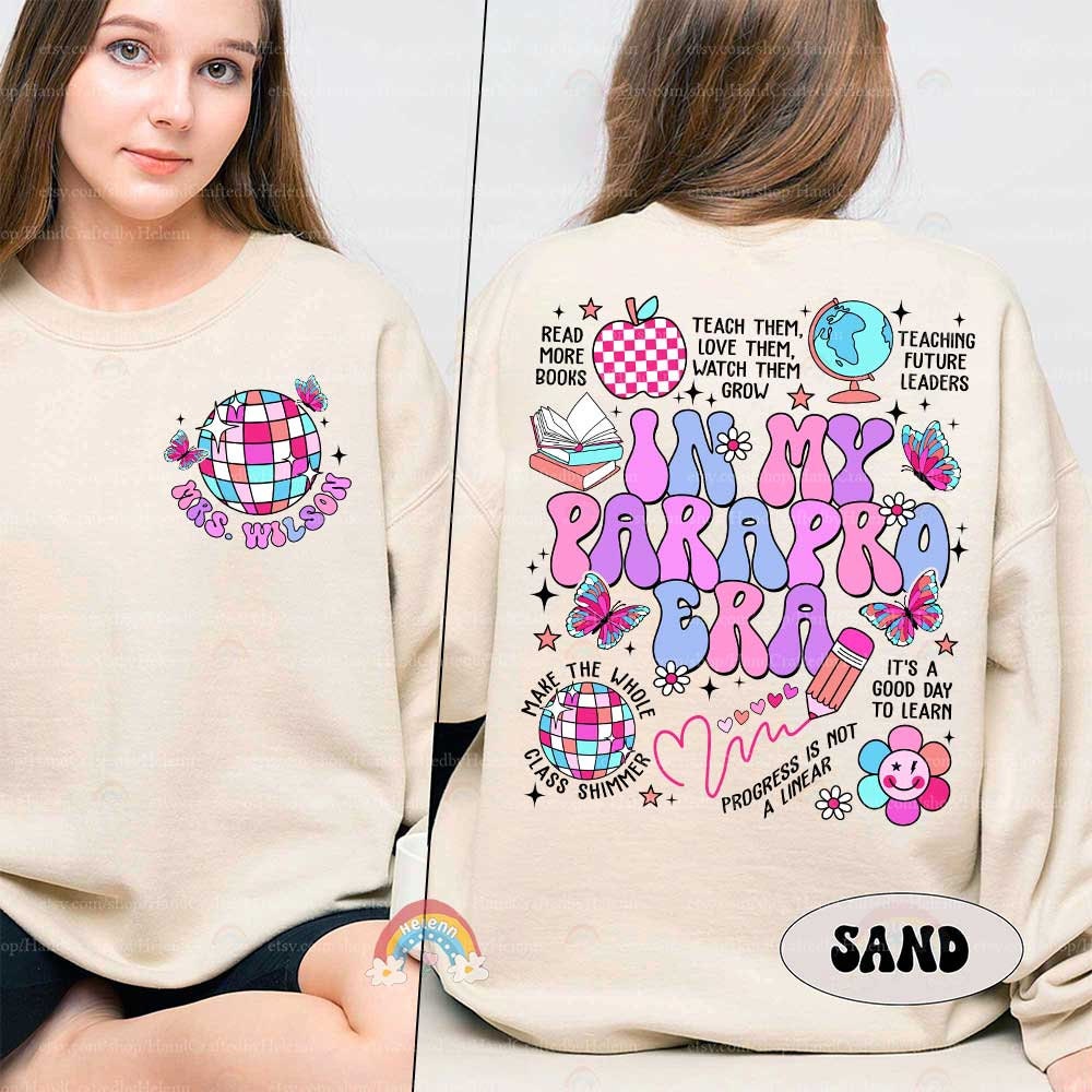 A cheerful graphic that captures the spirit of the paraprofessional era, featuring bright colors, a happy pencil, and butterflies, which symbolize transformation and growth.