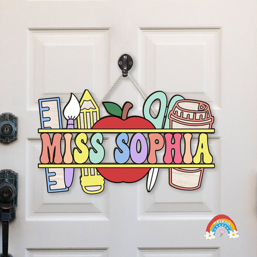 Custom Teacher Door Hanger, Teacher Name Sign For Classroom, Teacher Gift, Back To School, Teacher Appreciation Gift, Teacher Christmas Gift