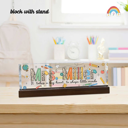 Personalized Teacher Name Plate, Teacher Appreciation Gifts, Custom Teacher Name Gift, Custom Teacher Acrylic Name Sign, Back To School Gift