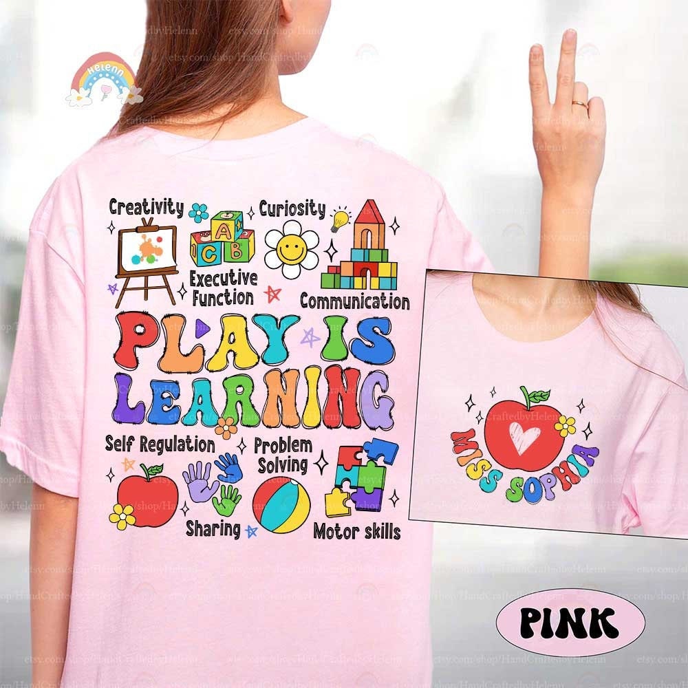 An inviting and bright graphic that celebrates the concept of learning through play, complete with illustrations of a puzzle, colorful blocks, and playful handprints that represent the tactile experiences crucial for early learning.