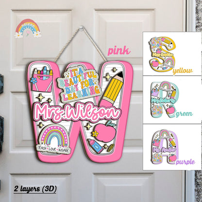 Teacher Name Sign For Classroom 3D Wooden Sign, Custom Teacher Name Sign, Teacher Door Hanger, Back To School, Teacher Appreciation Gift