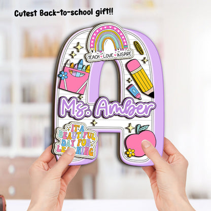 Teacher Name Sign For Classroom 3D Wooden Sign, Custom Teacher Name Sign, Teacher Door Hanger, Back To School, Teacher Appreciation Gift