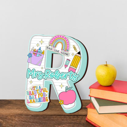 Teacher Name Sign For Classroom 3D Wooden Sign, Custom Teacher Name Sign, Teacher Door Hanger, Back To School, Teacher Appreciation Gift