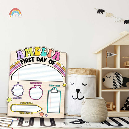 Customized First Day Of School Sign, Back To School 3D Wooden Sign, Starting School Nursery Preschool Kindergarten, Personalized School Sign