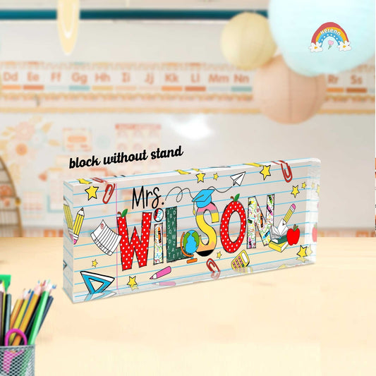 Personalized Teacher Appreciation Gift, Teacher Name Plate Desk Plaque, Teacher Gift, Custom Teacher Acrylic Name Sign, Back To School Gift