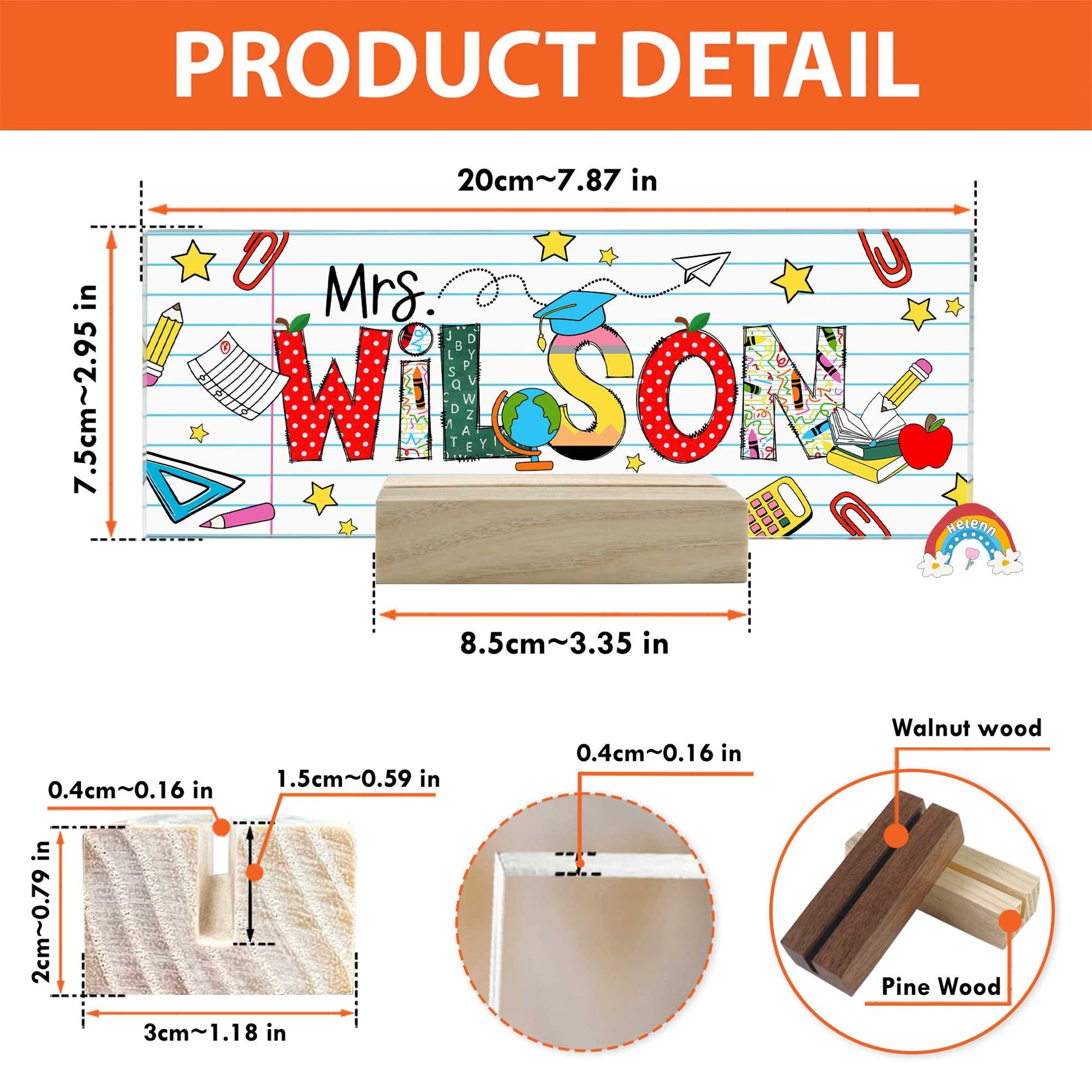 Personalized Teacher Appreciation Gift, Teacher Name Plate Desk Plaque, Teacher Gift, Custom Teacher Acrylic Name Sign, Back To School Gift