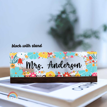 A practical wooden stand supports the block, allowing it to be prominently displayed and easily viewed from a distance.