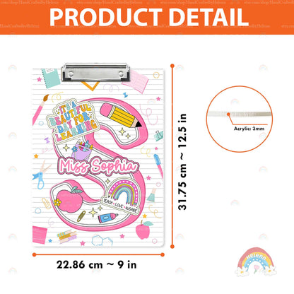 Personalized Teacher Clipboard, Teacher Acrylic Clipboard With Name, Teacher Christmas Gift, Back To School Gift, Teacher Appreciation Gift