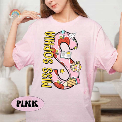 Personalized Teacher Shirt, Back To School Shirt, Custom Teacher Name Alphabet, First Day Of School, Teacher Team, Teacher Appreciation Gift