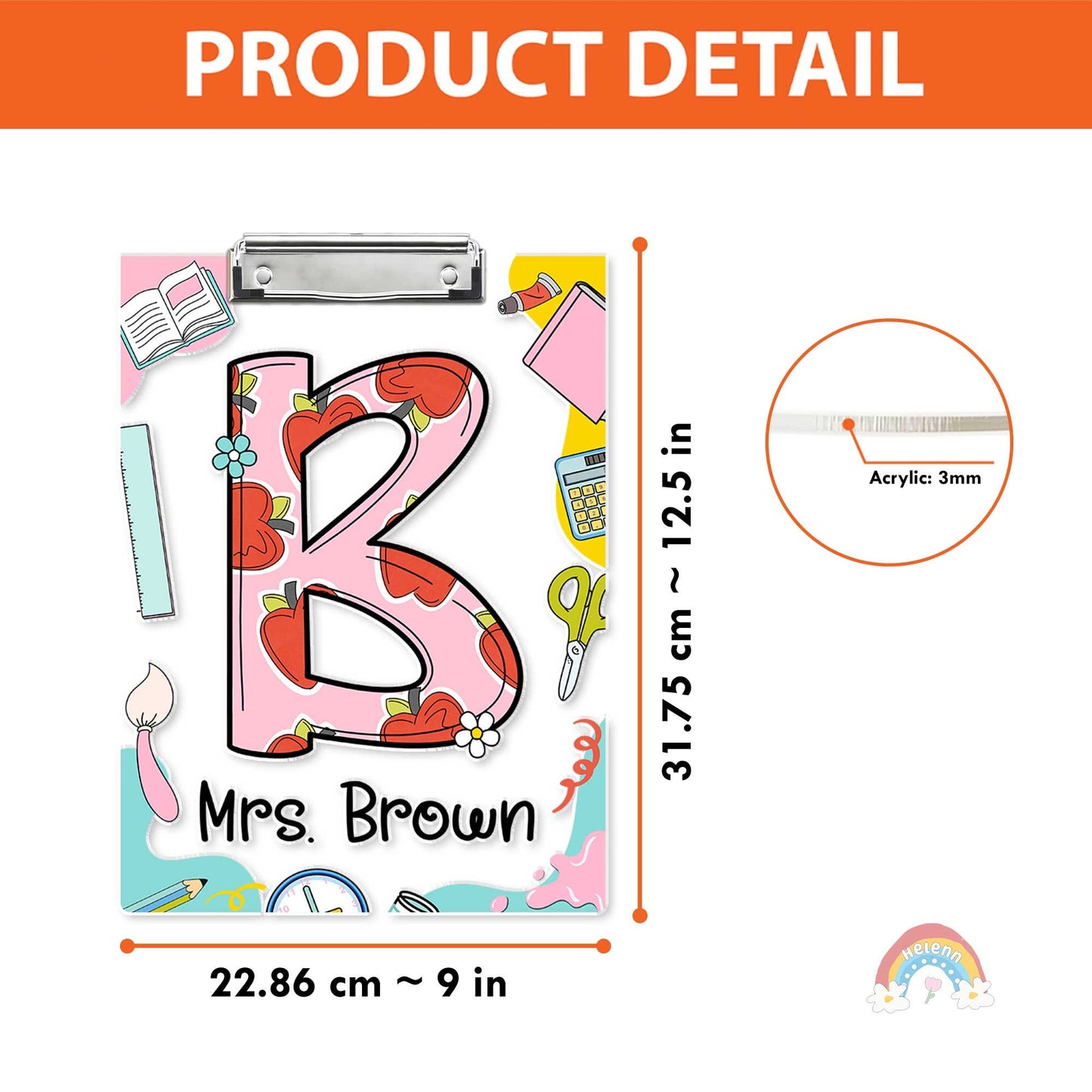 Custom Teacher Clipboard, Acrylic Clipboard For Teacher, Personalized Teacher Gift Christmas, Back To School Gift, Teacher Appreciation Gift