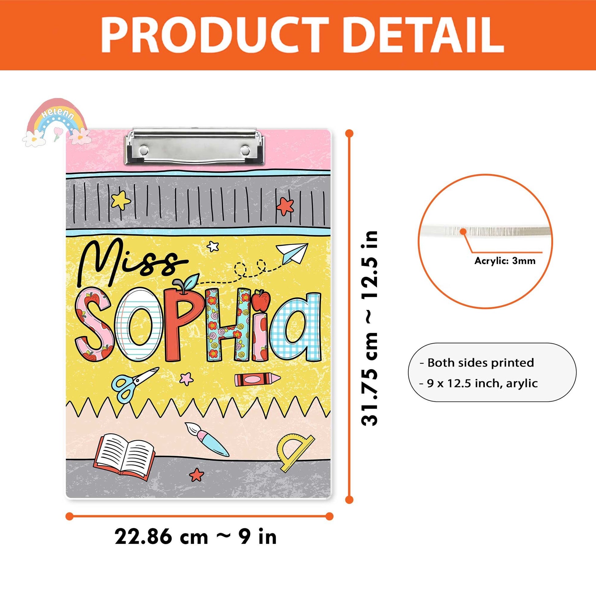 Custom Teacher Clipboard, Personalized Teacher Acrylic Clipboard, Back To School Gift, Teacher Appreciation Gift, Custom Clipboard With Name