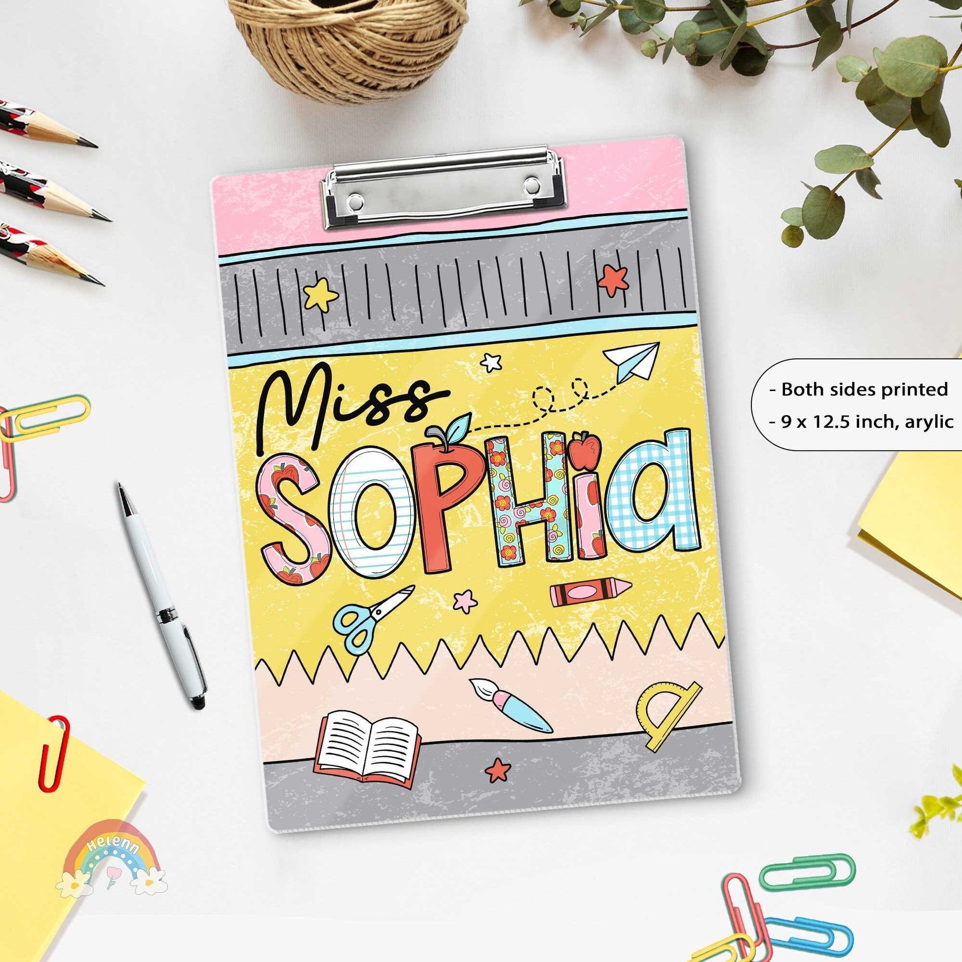 Custom Teacher Clipboard, Personalized Teacher Acrylic Clipboard, Back To School Gift, Teacher Appreciation Gift, Custom Clipboard With Name