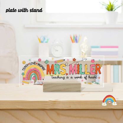 Custom Teacher Name Plate, Teacher Appreciation Gifts, Custom Teacher Name Gift, Personalized Teacher Acrylic Name Sign, Back To School Gift