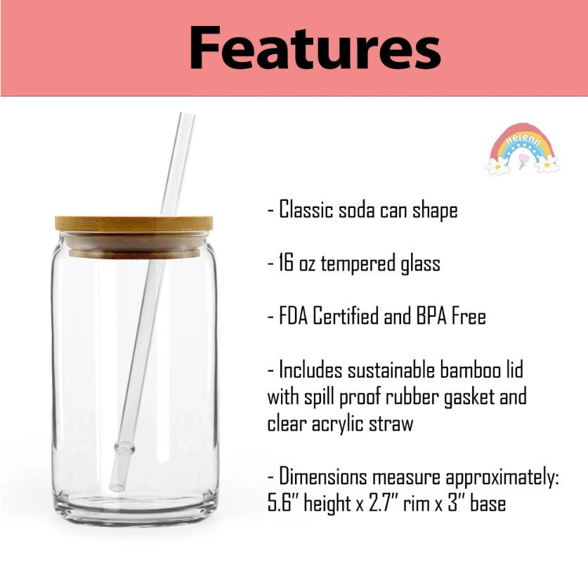 Personalized Teacher 16oz Glass Can, Teacher Appreciation Gifts, Custom Name Teacher Tumbler Iced Coffee Cup, Teacher Gift Back To School