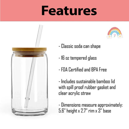 Personalized Teacher 16oz Glass Can, Teacher Appreciation Gifts, Custom Name Teacher Tumbler Iced Coffee Cup, Teacher Gift Back To School