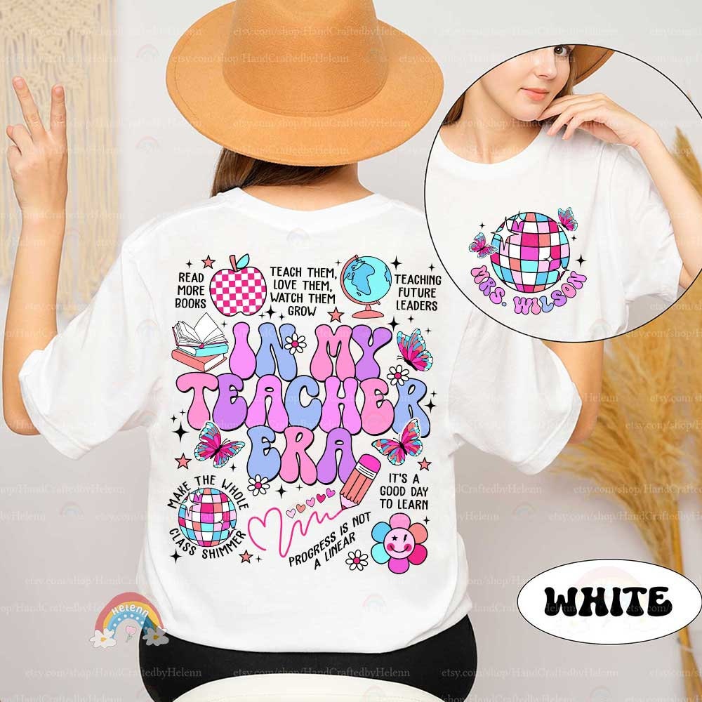 A festive and lively illustration that captures the essence of a teacher&#39;s journey, adorned with stars and butterflies, emphasizing the magic and impact of teaching.