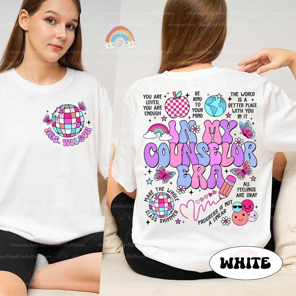 An inspiring and artistic representation of a counselor&#39;s journey, complete with illustrations of a globe, books, and colorful butterflies that symbolize growth and transformation.