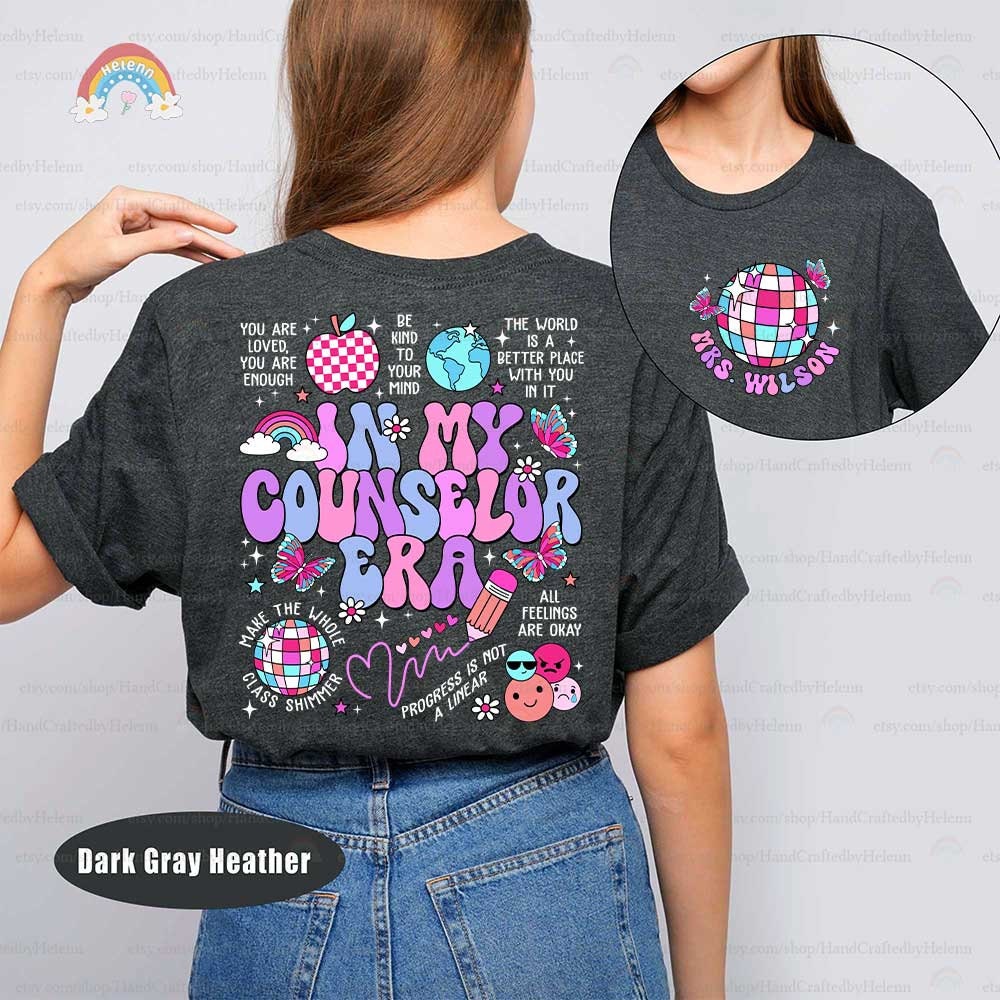 A lively and fun-filled artwork that celebrates the counselor profession with a mixture of educational icons and joyful motifs, ideal for a school setting.