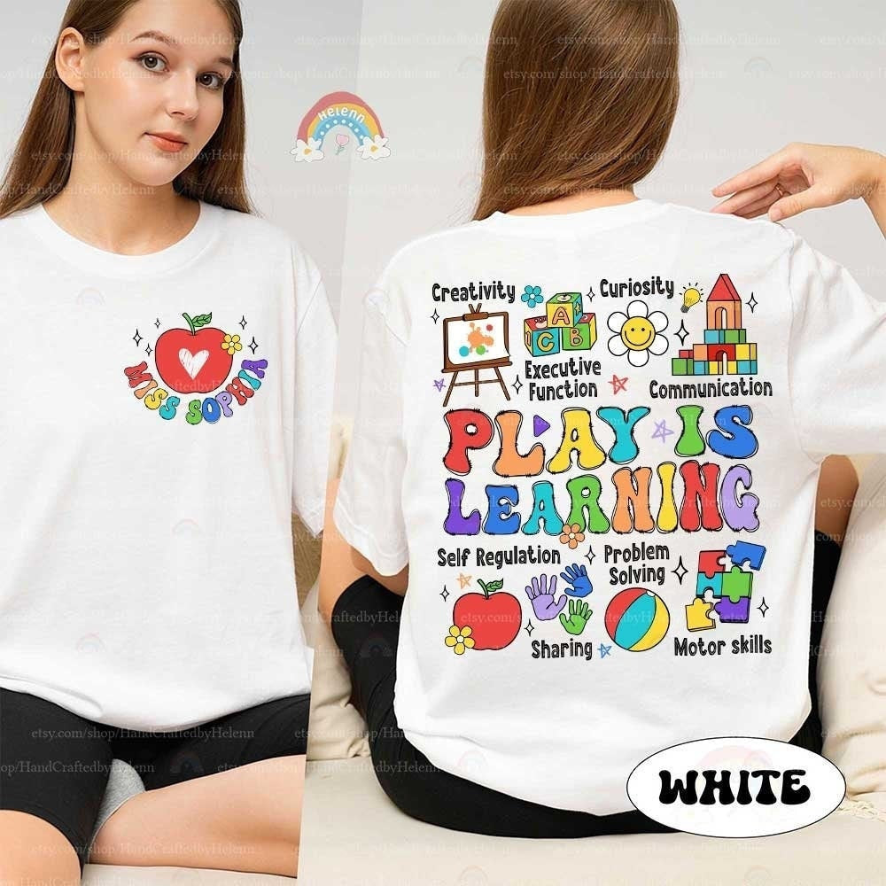 A vibrant display emphasizing that play contributes to education, adorned with an array of cheerful illustrations like a jigsaw puzzle, handprints, and a classic beach ball, each representing different aspects of playful learning.