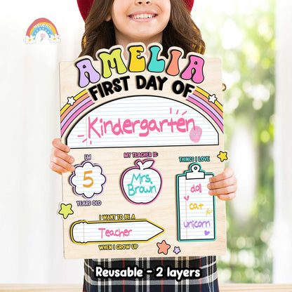 Customized First Day Of School Sign, Back To School 3D Wooden Sign, Starting School Nursery Preschool Kindergarten, Personalized School Sign