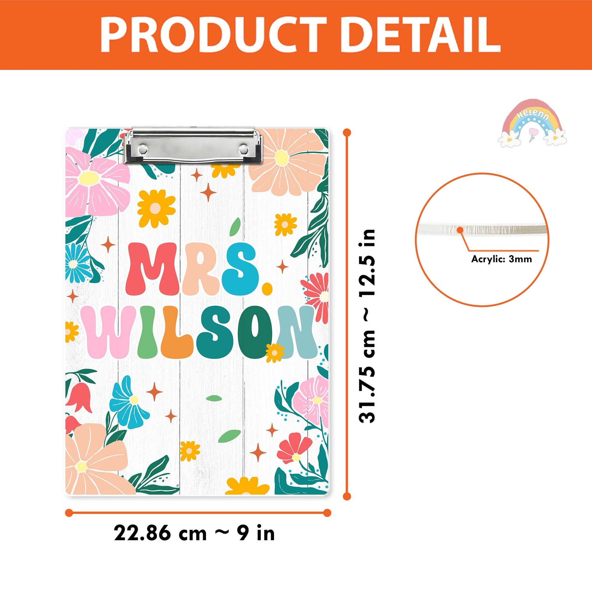 Ideal for a teacher&#39;s daily use, this clipboard combines functionality with a fun, floral aesthetic that brightens any classroom.
